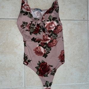 Charlotte Russe Floral Thong Body Suit